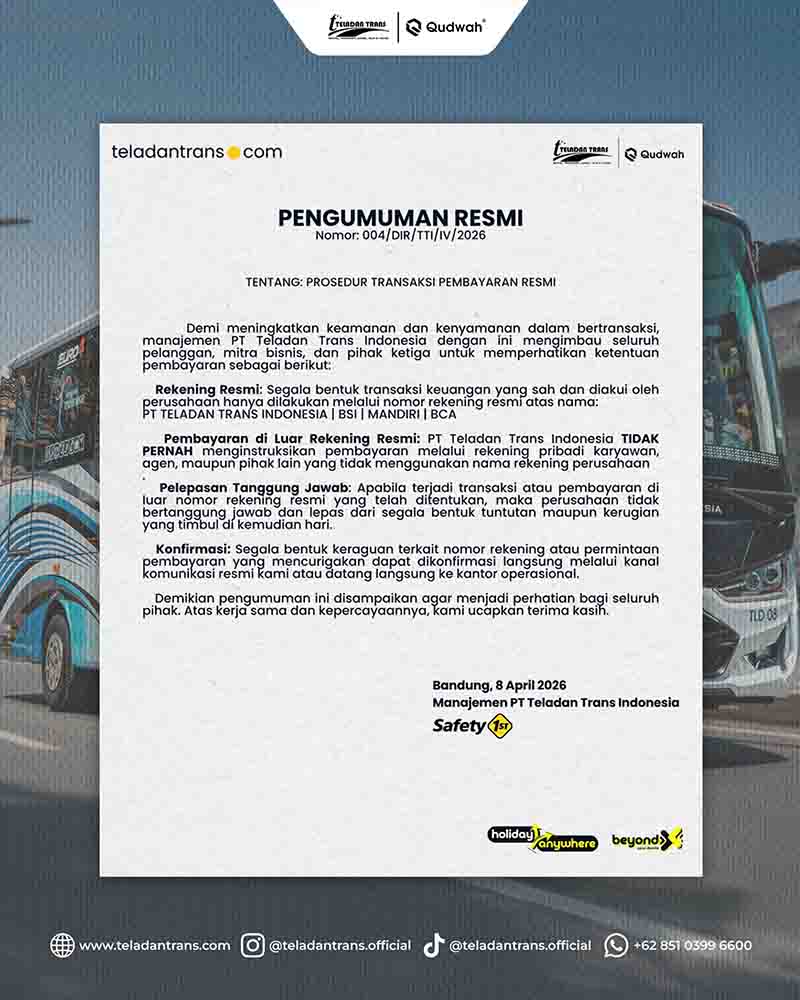 Prosedur Transaksi Pembayaran Resmi PT Teladan Trans
