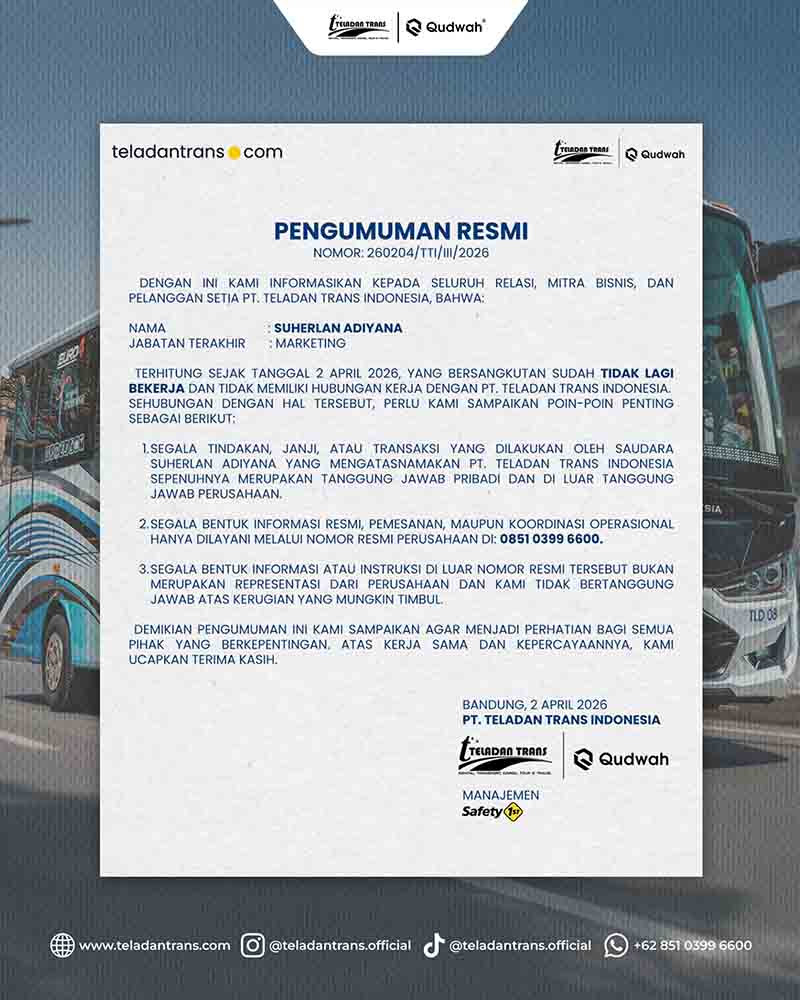 Pengumuman Resmi PT Teladan Trans